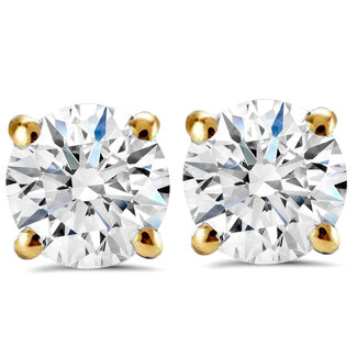 LAB GROWN diamond (2.14 ctw) round studs G/SI2 14k yellow gold 1.0 gr
