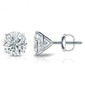 LAB GROWN diamond (2.1 ctw) studs G/SI2 14k white gold 1.0 gr screw backs