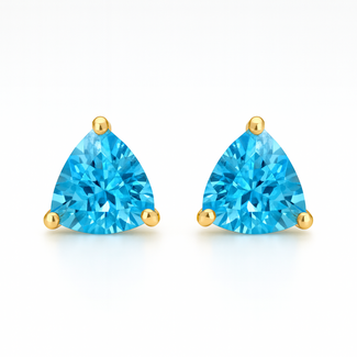 Blue Topaz (1.90 ctw)trillion cut stud earrings 14k yellow gold