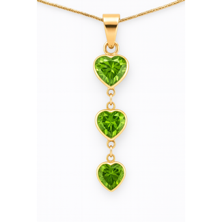 Peridot (1.55 ctw) 3 stone drop pendant 18k yellow gold