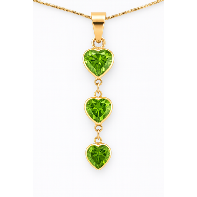 Peridot (1.55 ctw) 3 stone drop pendant 18k yellow gold