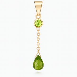 Peridot (1.43 ctw) briolette cut pendant 18k yellow gold