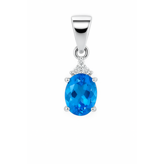 Blue topaz (1.38 ct) & diamond (0.04 ctw) pendant 18k white gold