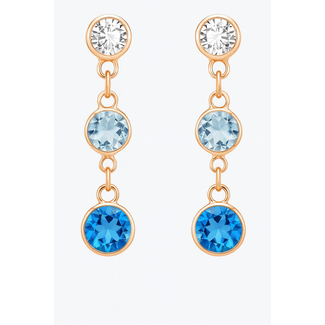 Blue & white topaz (2.09 ctw) 3 stone dangle earrings 18k yellow gold .7 gr