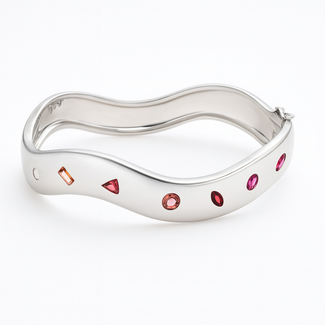 Multi-color sapphire (2.35 ctw) wavy bracelet sterling silver