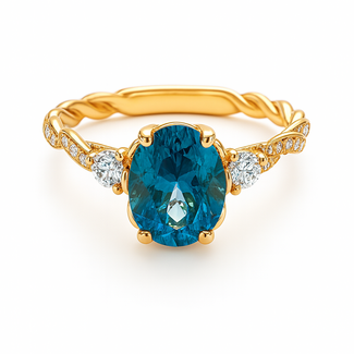 Apatite (1.47 ct) & diamond (0.25 ctw) twisted band ring 14k yellow gold