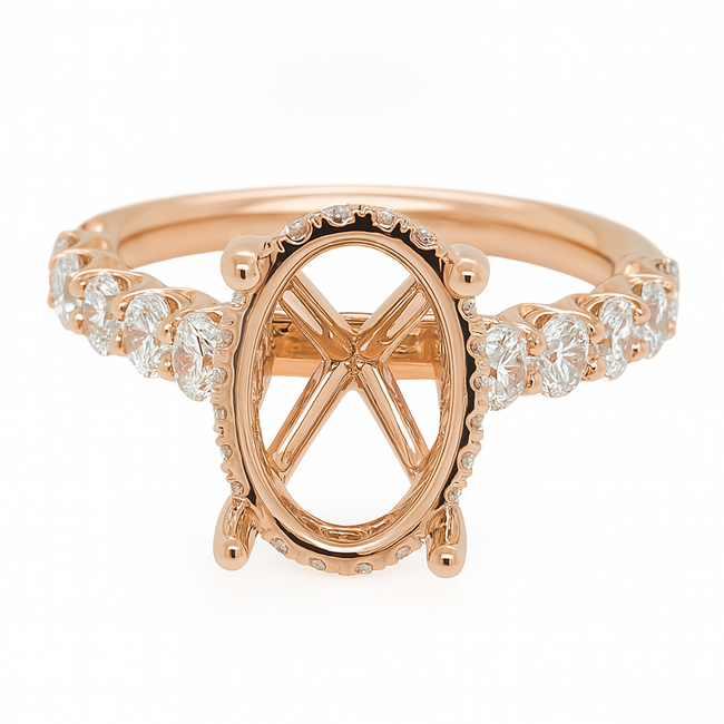 LAB GROWN Diamond (1.20 ctw) setting w/o 5 ct oval ctr 14k yellow gold