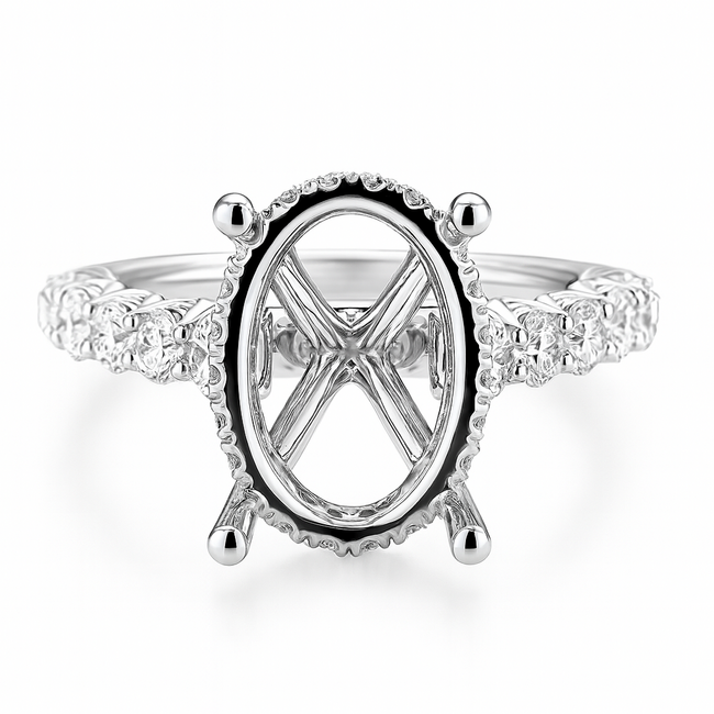 LAB GROWN Diamond (1.20 ctw) setting w/o 5 ct oval ctr 14k white gold