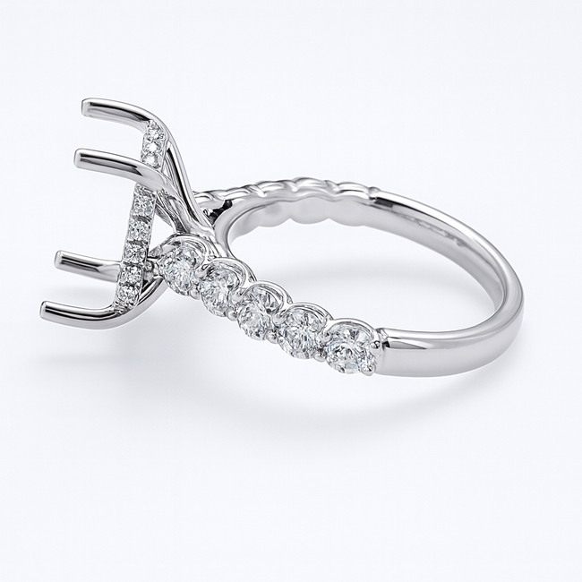 LAB GROWN Diamond (1.20 ctw) setting w/o 5 ct oval ctr 14k white gold