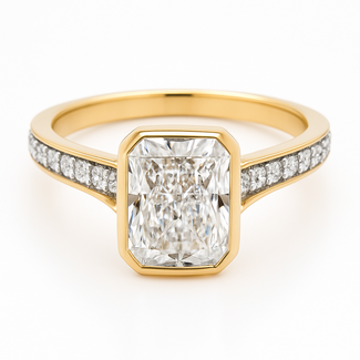 LAB GROWN Diamond (2 ct ctr/2.25 ctw) engagement ring 14k yellow gold 4.1 gr