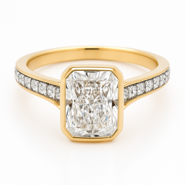 LAB GROWN Diamond (2 ct ctr/2.25 ctw) engagement ring 14k yellow gold 4.1 gr