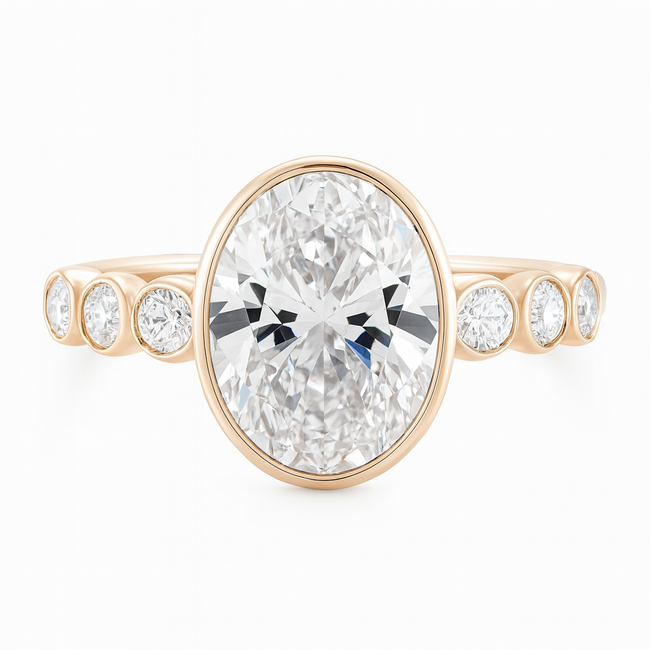 LAB GROWN Diamond (3 ct ctr/3.75 ctw) oval ring 14k yellow gold 4.6 gr