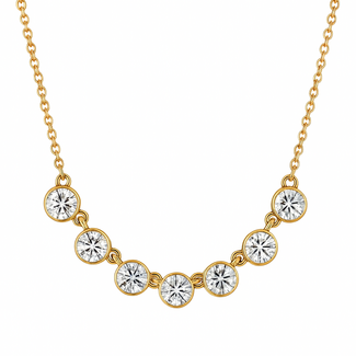 LAB GROWN Diamond (0.50 ctw) 7 stone necklace 14k yellow gold 3.1 gr