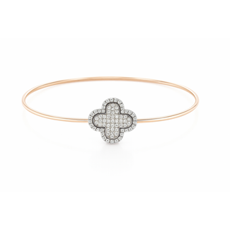 Diamond (0.24 ctw) clover bangle 14k white & yellow gold