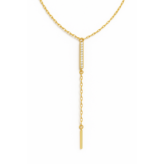 Diamond (0.15 ctw) "Y" mirror link necklace 14k yellow gold