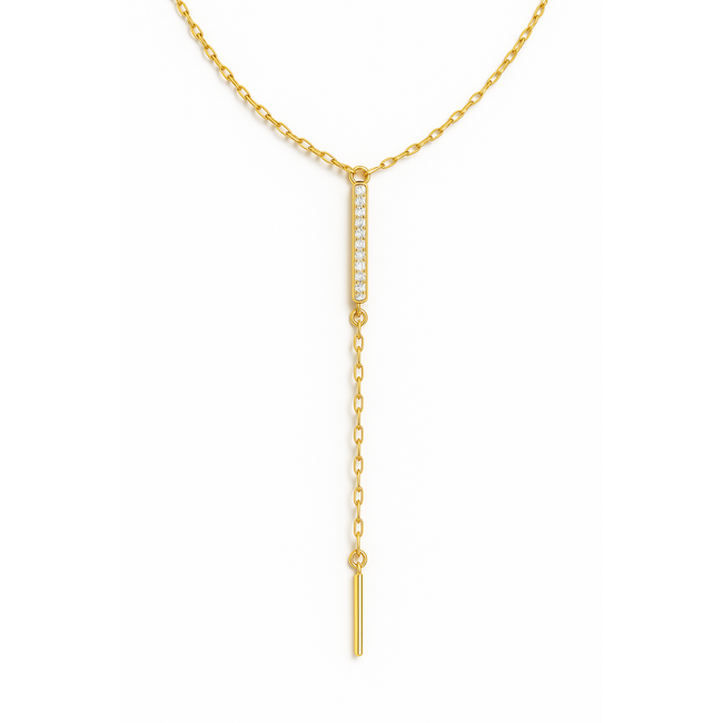 Diamond (0.15 ctw) "Y" mirror link necklace 14k yellow gold