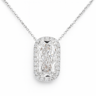 LAB GROWN diamond (2ct ctr/2.20ctw) cushion halo necklace 14k white gold