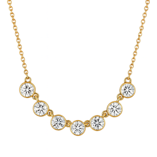 LAB GROWN Diamond (1.0 ctw) 7 stone necklace 14k yellow gold 3.1 gr
