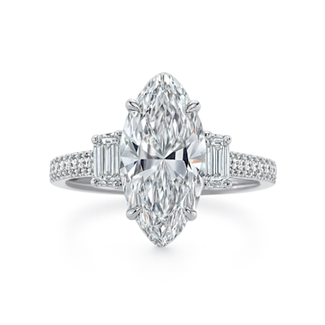 LAB GROWN Diamond (3.14ctr/4.0ctw) F/VS2 bridal ring 14k white gold