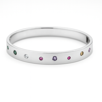 Multi-color sapphire (1.24 ctw) scatter bracelet sterling silver