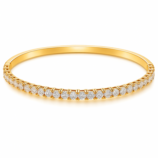 LAB GROWN Diamond (3.44 ctw) flexible bangle 14k yellow gold 13.0 gr