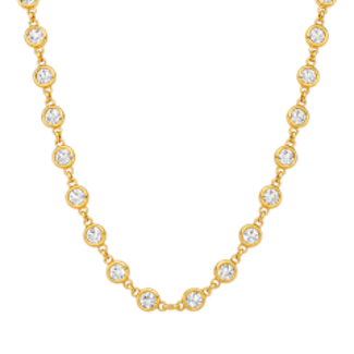 LAB GROWN Diamond (4.35 ctw) bezel set necklace 14k yellow gold 7.1 gr