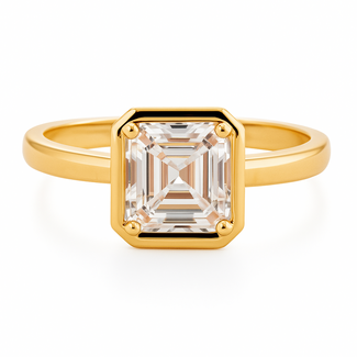 LAB GROWN Diamond (2.00 ct) bezel set asscher cut solitaire ring 14k yellow gold