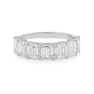 LAB GROWN Diamond (3.70 ctw) 9 stone emerald cut band 14k white gold 3.3 gr