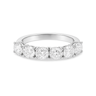 LAB GROWN Diamond (3.12 ctw) oval 6 stone band 14k white gold 2.8 gr