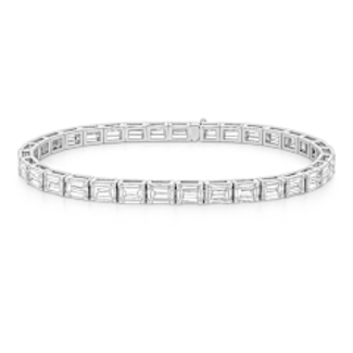 LAB GROWN Diamond (15.9 ctw) emerald cut tennis bracelet 14k white gold 8.5 gr