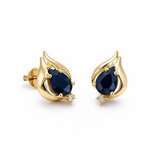 Sapphire & diamond accented (.77 ctw) pear stud earrings 14k yellow gold