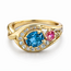 TQO apatite (2.0 ct) pink sapphire (0.35 ct) & diamond (0.20 ctw) ring 18k yellow gold 8.3 gr