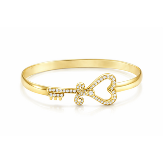 4mm Quinn's Diamond (0.78ctw) Key to Her Heart cuff bracelet, 14k yellow gold 16.2 grams