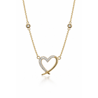 Diamond (0.19 ctw) heart necklace 14k yellow gold 3.1 gr