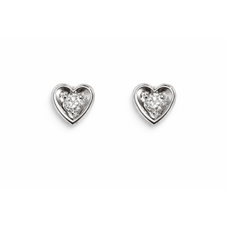Diamond (0.20 ctw) heart stud earrings 14k white gold 1.2 gr