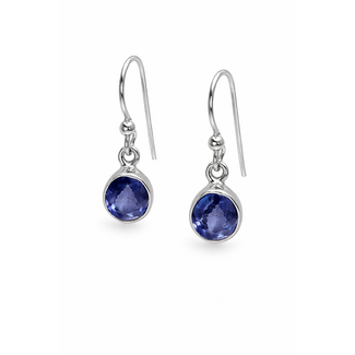 Tanzanite oval bezel set dangle earrings sterling silver