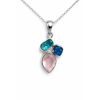 Rose quartz multi stone pendant sterling silver