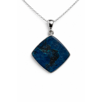 Shattuckite square pendant sterling silver