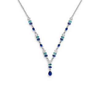 Kyanite apatite & tanzanite multi shape necklace sterling silver