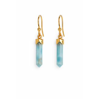 Larimar "pencil" dangle earrings gold over sterling silver vermeil