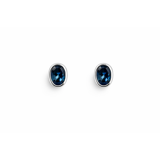 London Blue Topaz bezel set stud earrings sterling silver