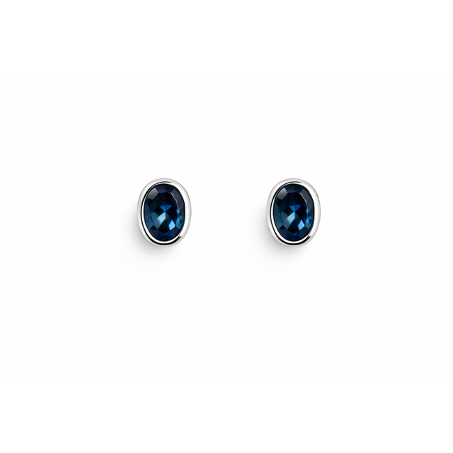 London Blue Topaz bezel set stud earrings sterling silver