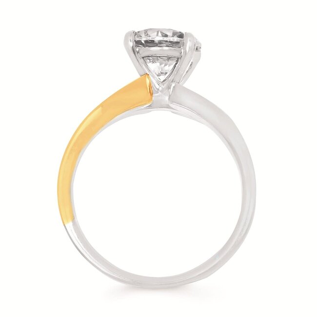 Diamond (0.06 ctw) modern setting  CZ ctr 14k yellow gold 4.8 gr