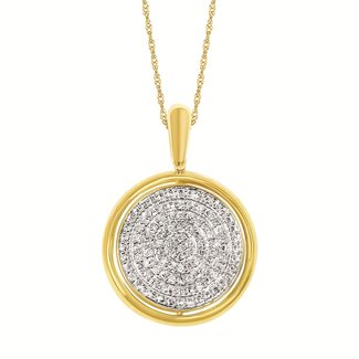 Diamond (0.33 ctw) reversible round pendant 14k yellow gold