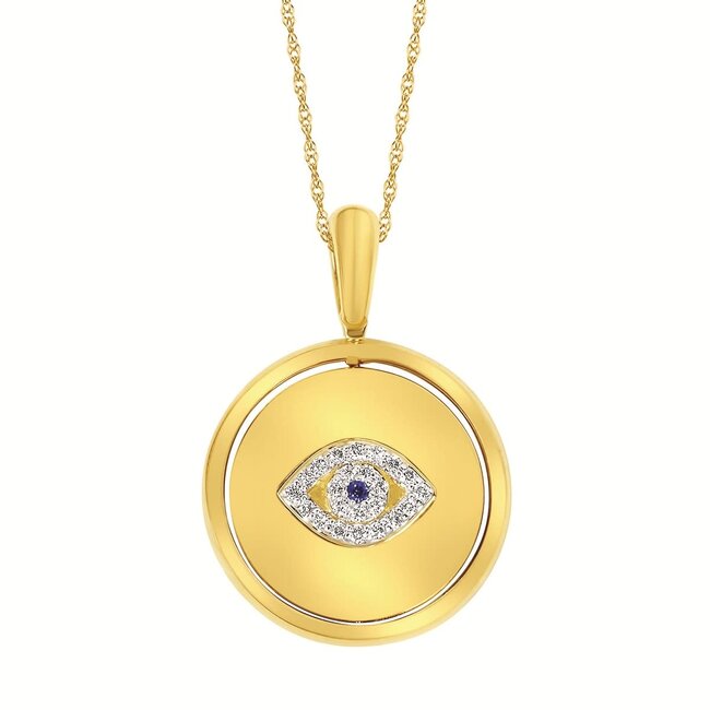 Diamond (0.33 ctw) reversible round pendant 14k yellow gold