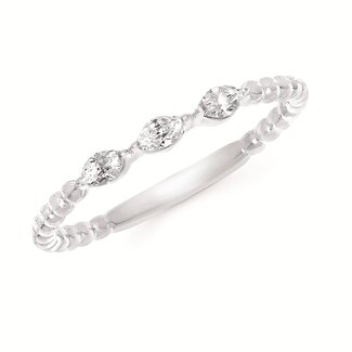 Diamond (0.15 ctw) 3 stone stackable ring  14k white gold