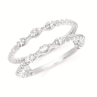 Diamond (0.30 ctw) 6 stone beaded bridal insert 14k white gold