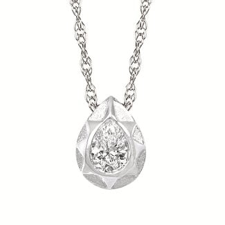 LAB GROWN diamond (0.25 ct) pear pendant sterling silver
