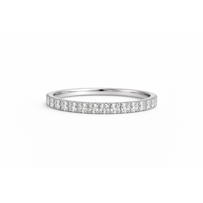 LAB GROWN Diamond (1.00 ctw) prong set band 14k white gold 3.2 gr