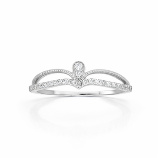 Diamond (0.22ctw) crown ring 14k white gold 1.4 gr